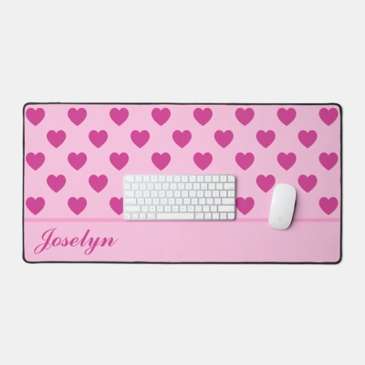 Fuchsia Heart Motif Nom manuscrit rose (Clavier et souris)
