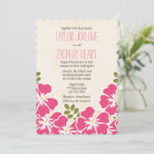 Fuchsia Hibiscus Hawaiian Huwelijksuitnodigingen Kaart (Staand voorkant)