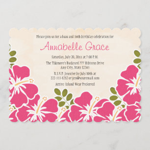 Fuchsia Hibiscus Hawaiian Sweet Sixteen Birthday Kaart