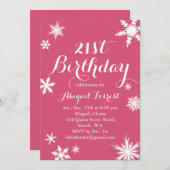 Fuchsia Hiver 21e Invitation anniversaire (Devant / Derrière)