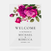 Fuchsia Hot Pink Roses Wedding Welcome (Recto)