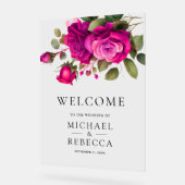 Fuchsia Hot Pink Roses Wedding Welcome (Angle)