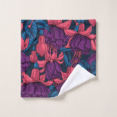 Fuchsia in blauw en paars bad handdoek (Wasdoekje)