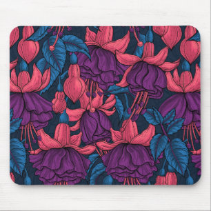 Fuchsia in blauw en paars muismat