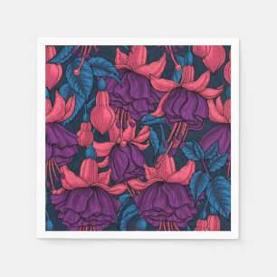 Fuchsia in blauw en paars servet
