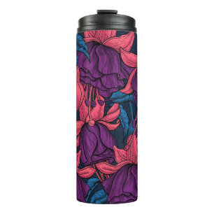 Fuchsia in blauw en paars thermosbeker