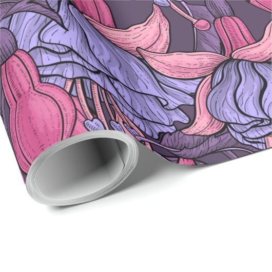 Fuchsia in roze en violet cadeaupapier (Rol Hoek)