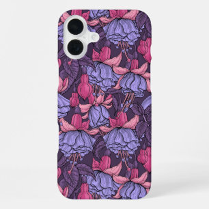 Fuchsia in roze en violet iPhone 16 plus hoesje