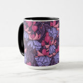 Fuchsia in roze en violet mok (Voorkant links)