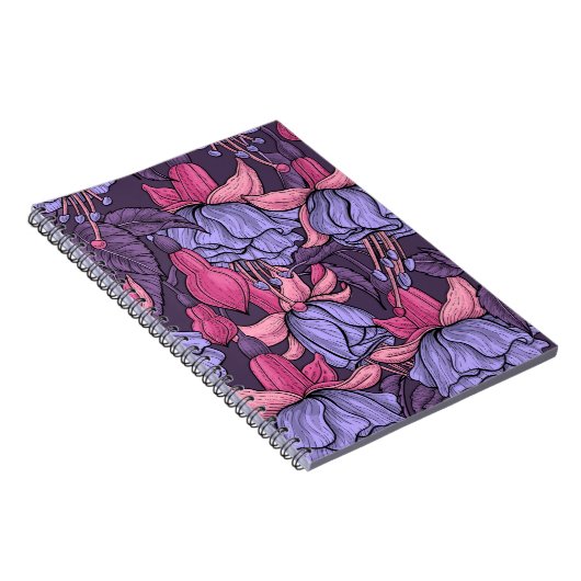 Fuchsia in roze en violet notitieboek (Rechterzijde)