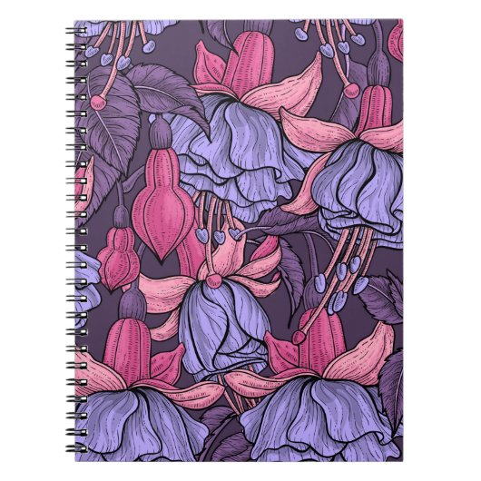 Fuchsia in roze en violet notitieboek (Voorkant)