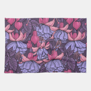 Fuchsia in roze en violet theedoek