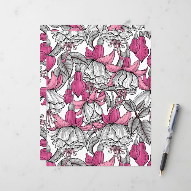 Fuchsia in wit en roze (Voorkant / Achterkant in situ)