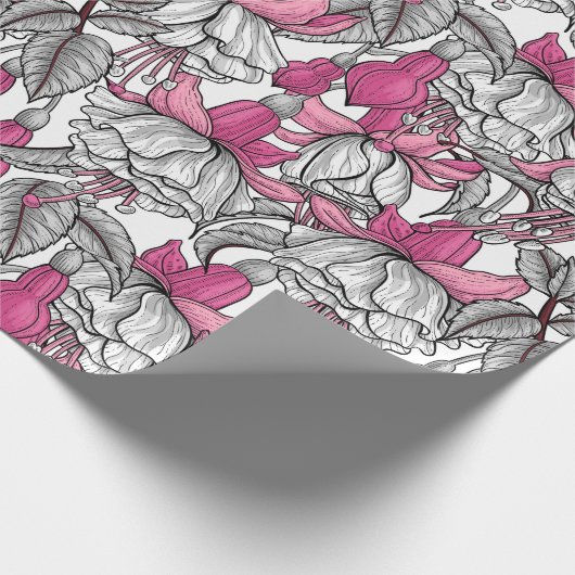 Fuchsia in wit en roze cadeaupapier (Hoek)