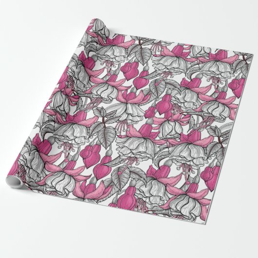 Fuchsia in wit en roze cadeaupapier (Uitgerold)