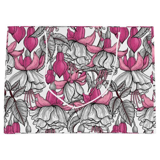 Fuchsia in wit en roze groot cadeauzakje (Voorkant)