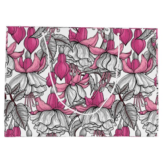 Fuchsia in wit en roze groot cadeauzakje (Achterkant)