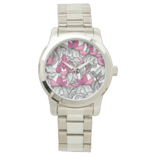 Fuchsia in wit en roze horloge