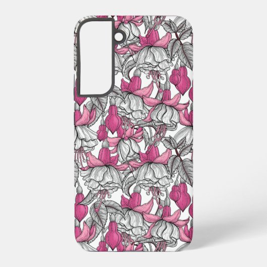 Fuchsia in wit en roze samsung galaxy hoesje (Achterkant)