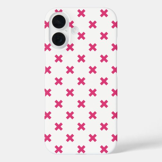 Fuchsia kruissteken op wit Case-Mate iPhone case (Achterkant)