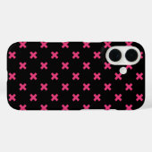 Fuchsia kruissteken op zwart Case-Mate iPhone case (Achterkant (horizontaal))