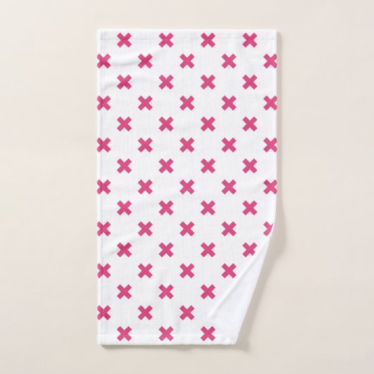 Fuchsia kruisstift wit bad handdoek (Handdoek)