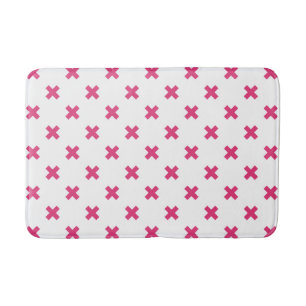 Fuchsia kruisstift wit badmat
