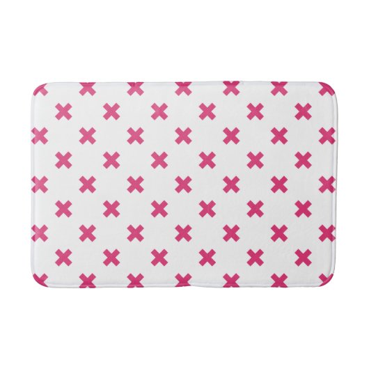Fuchsia kruisstift wit badmat (Voorkant)