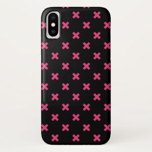Fuchsia kruisstift zwart iPhone x hoesje