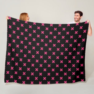 Fuchsia kruisstift zwart fleece deken