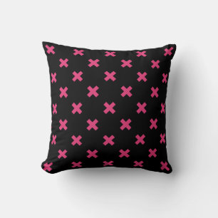 Fuchsia kruisstift zwart kussen