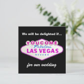 Fuchsia Las Vegas tekent moderne huwelijksuitnodig Kaart (Staand voorkant)