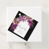 Fuchsia Lavendel Bloemboog Bruidsdouche Bedankjes Labels (In situ)