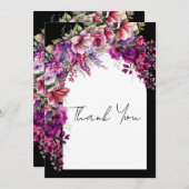 Fuchsia Lavendel Bloemboog Bruidsdouche Bedankkaart (Voorkant / Achterkant)