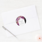 Fuchsia Lavendel Bloemstuk Bruidsdouche Ronde Sticker (Envelop)