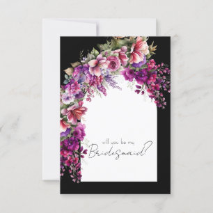 Fuchsia Lavender Floral Arch Bridesmaid Voorstel Kaart