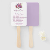 Fuchsia Lavender Trouwprogramma Fans Handwaaier (Voorkant en achterkant)