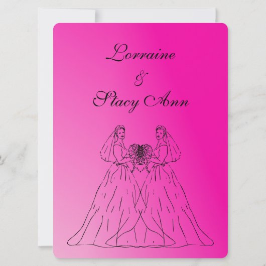 Fuchsia Lesbian Faire-part de mariage (Dos)