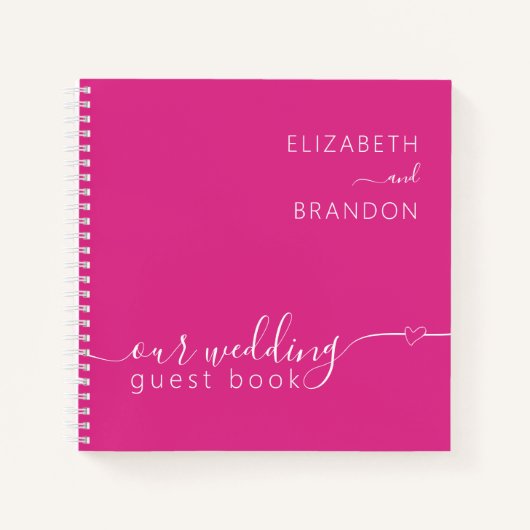 Fuchsia, Livre d'or minimaliste Mariage moderne (Devant)