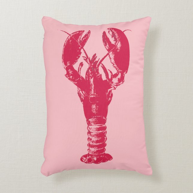 Fuchsia Lobster on Light Pink Accent Kussen (Voorkant(Verticaal))
