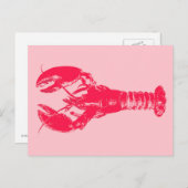 Fuchsia Lobster on Light Pink Briefkaart (Voorkant / Achterkant)