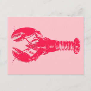 Fuchsia Lobster on Light Pink Briefkaart