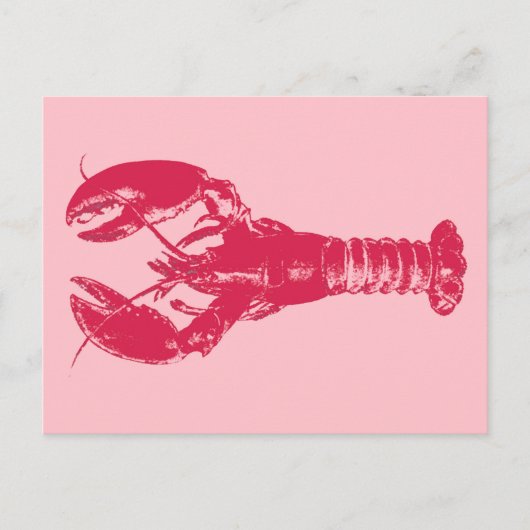 Fuchsia Lobster on Light Pink Briefkaart (Voorkant)