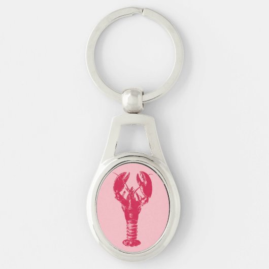 Fuchsia Lobster on Light Pink Sleutelhanger (Voorkant)