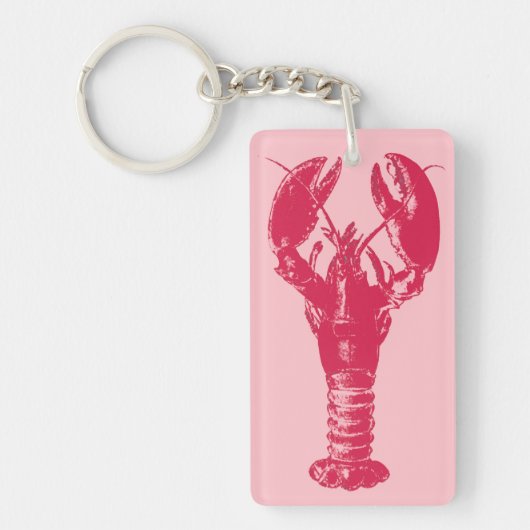 Fuchsia Lobster on Light Pink Sleutelhanger (Voorkant)