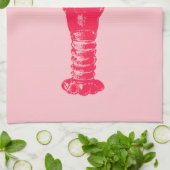 Fuchsia Lobster on Light Pink Theedoek (Gevouwen)