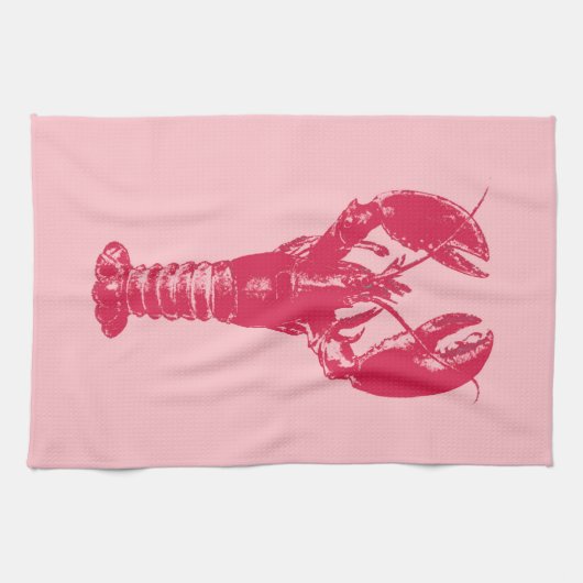 Fuchsia Lobster on Light Pink Theedoek (Horizontaal)