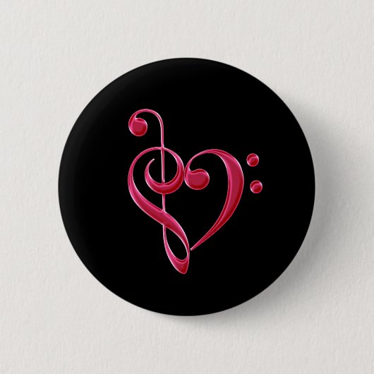 Fuchsia Love Musical Notes Ronde Button 5,7 Cm (Voorkant)
