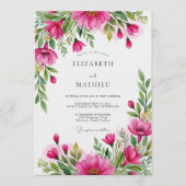 Fuchsia Lush Bloom Wedding Kaart (Voorkant)