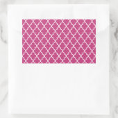 Fuchsia magenta en witte Marokkaanse trellis patro Rechthoekige Sticker (Tas)